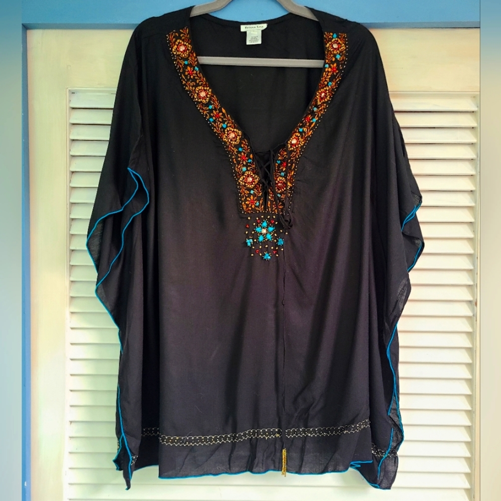 Krista Lee | beaded poncho style top | Size Large